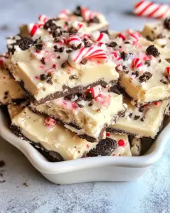 White Chocolate Saltine Toffee with Oreos and Peppermints