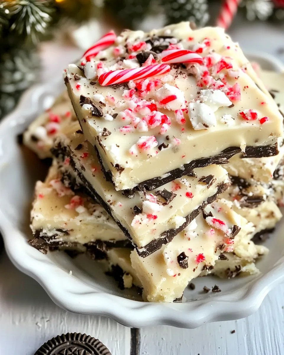 White Chocolate Saltine Toffee with Oreos and Peppermints