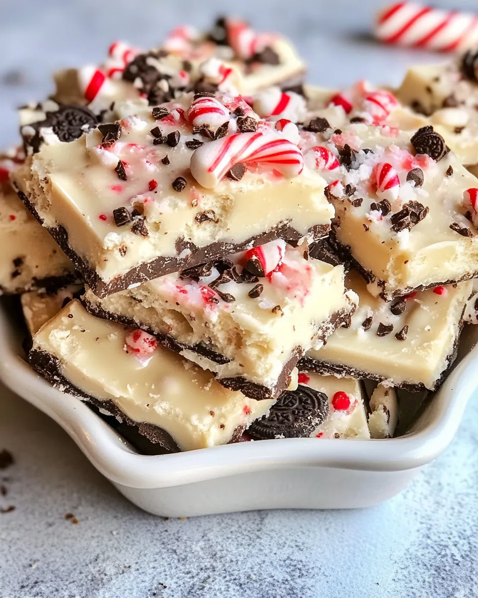 White Chocolate Saltine Toffee with Oreos and Peppermints