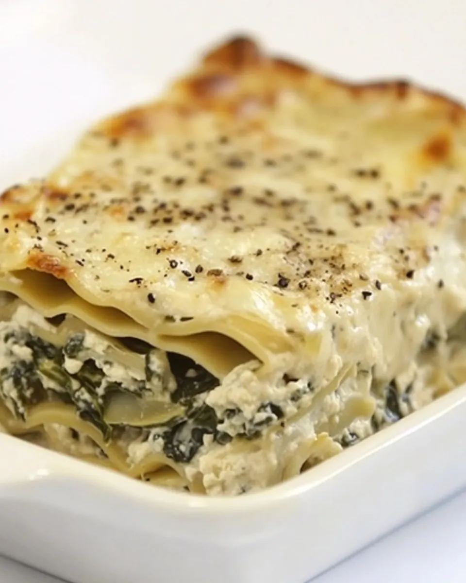 White Spinach Artichoke Lasagna