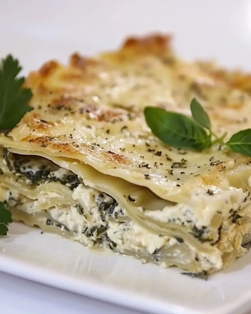 White Spinach Artichoke Lasagna