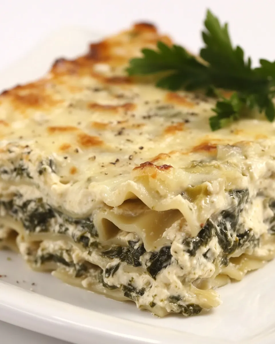 White Spinach Artichoke Lasagna