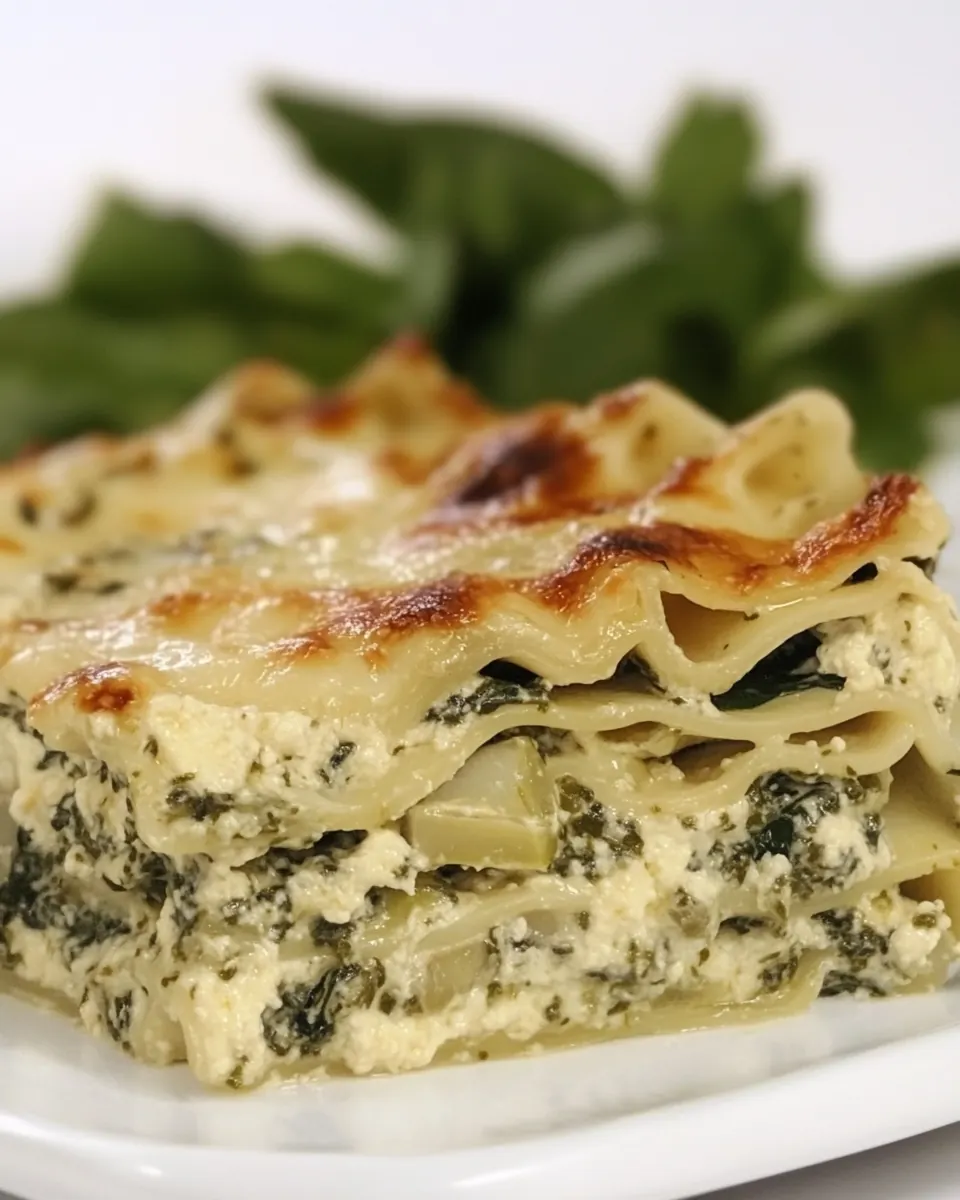 White Spinach Artichoke Lasagna