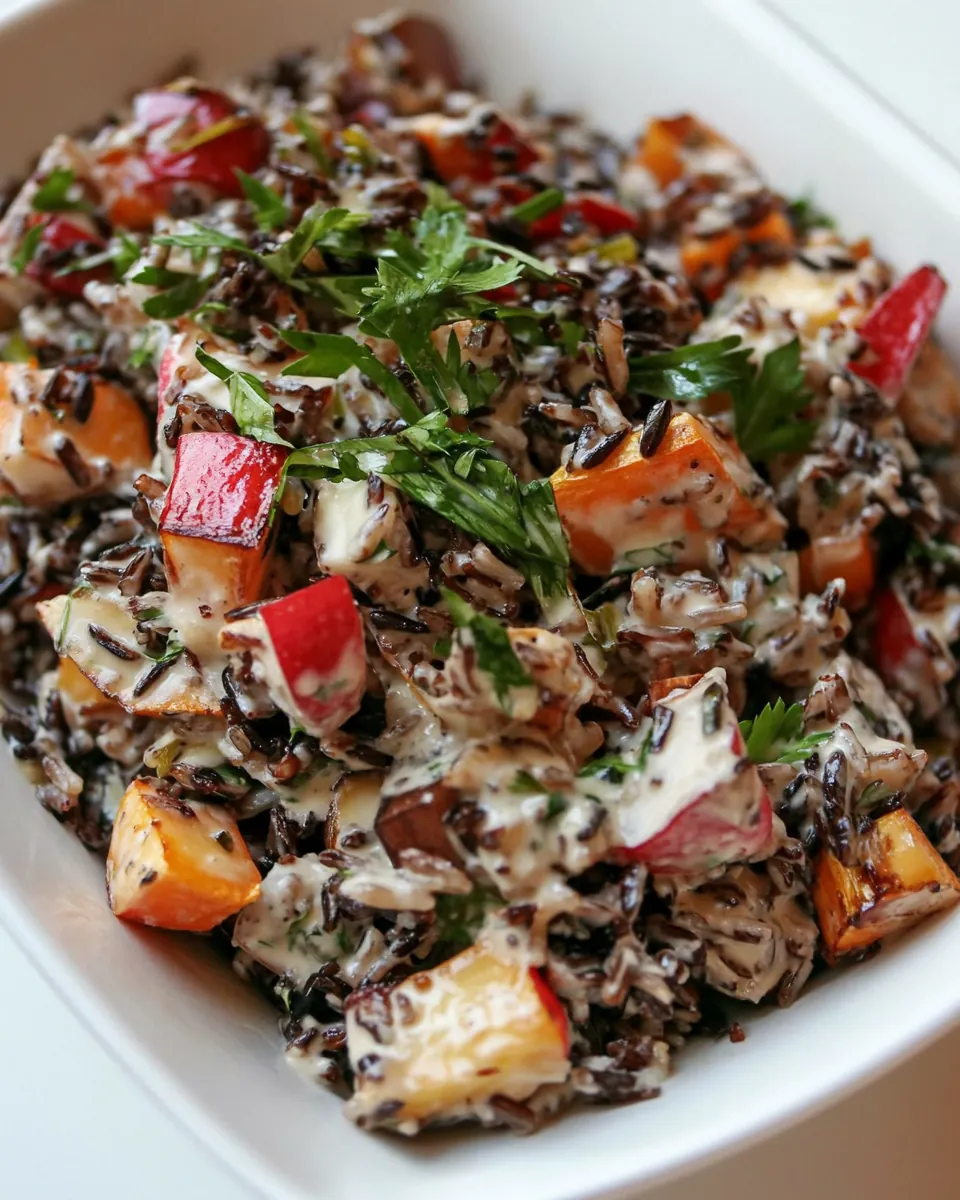 Wild Rice Salad with Roasted Vegetables and Lemon Tahini Dressing