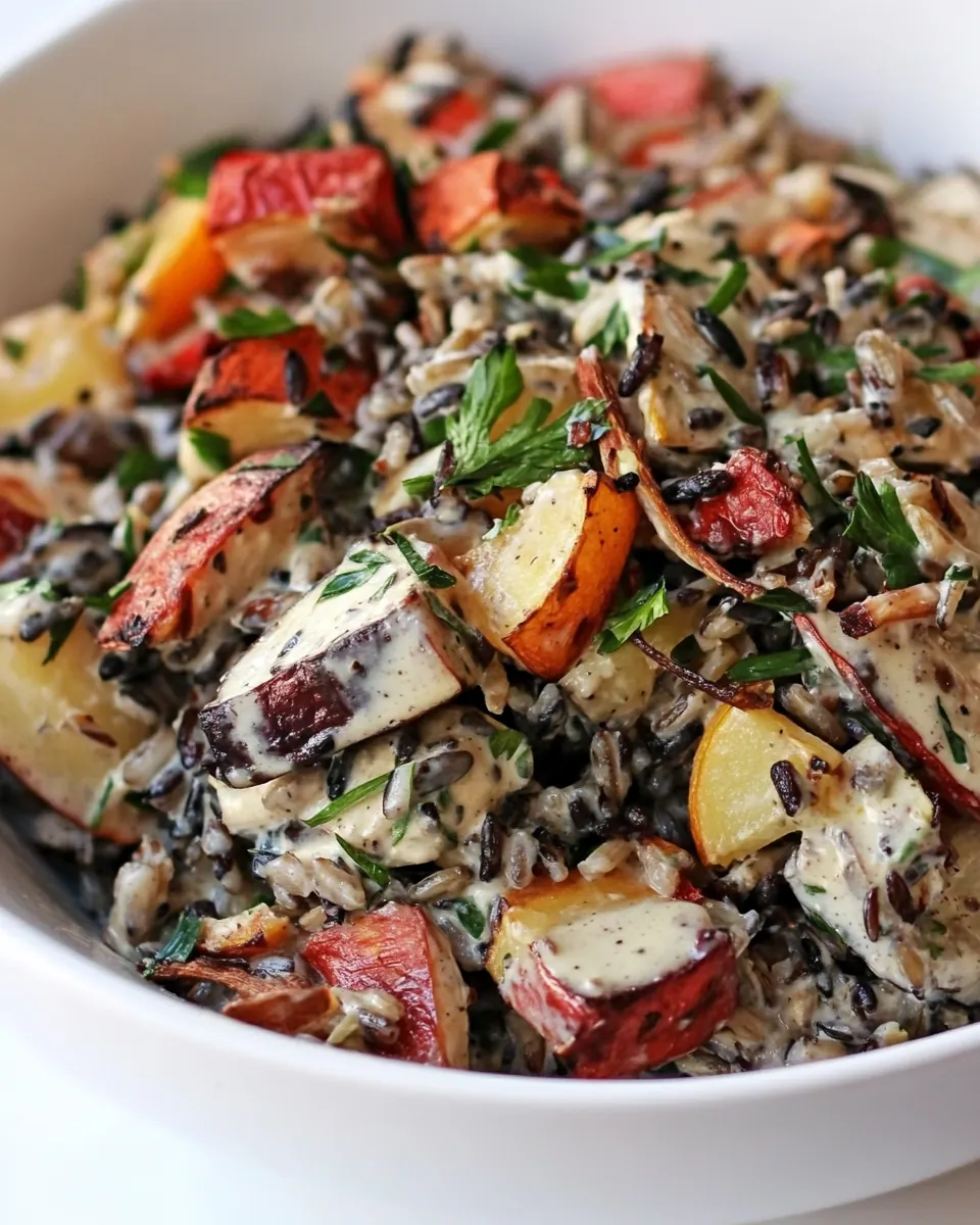 Wild Rice Salad with Roasted Vegetables and Lemon Tahini Dressing