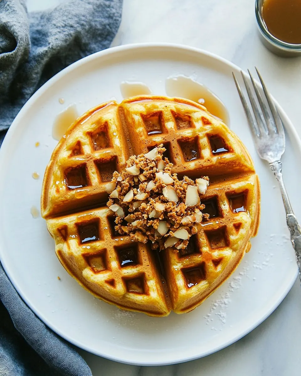 Yeasted Pumpkin Waffles with Candied Ginger