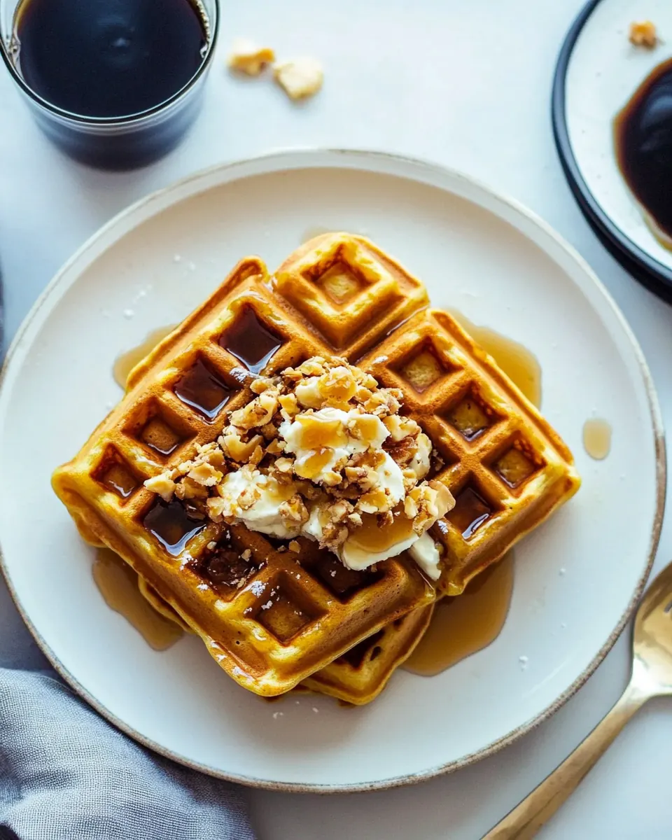 Yeasted Pumpkin Waffles with Candied Ginger
