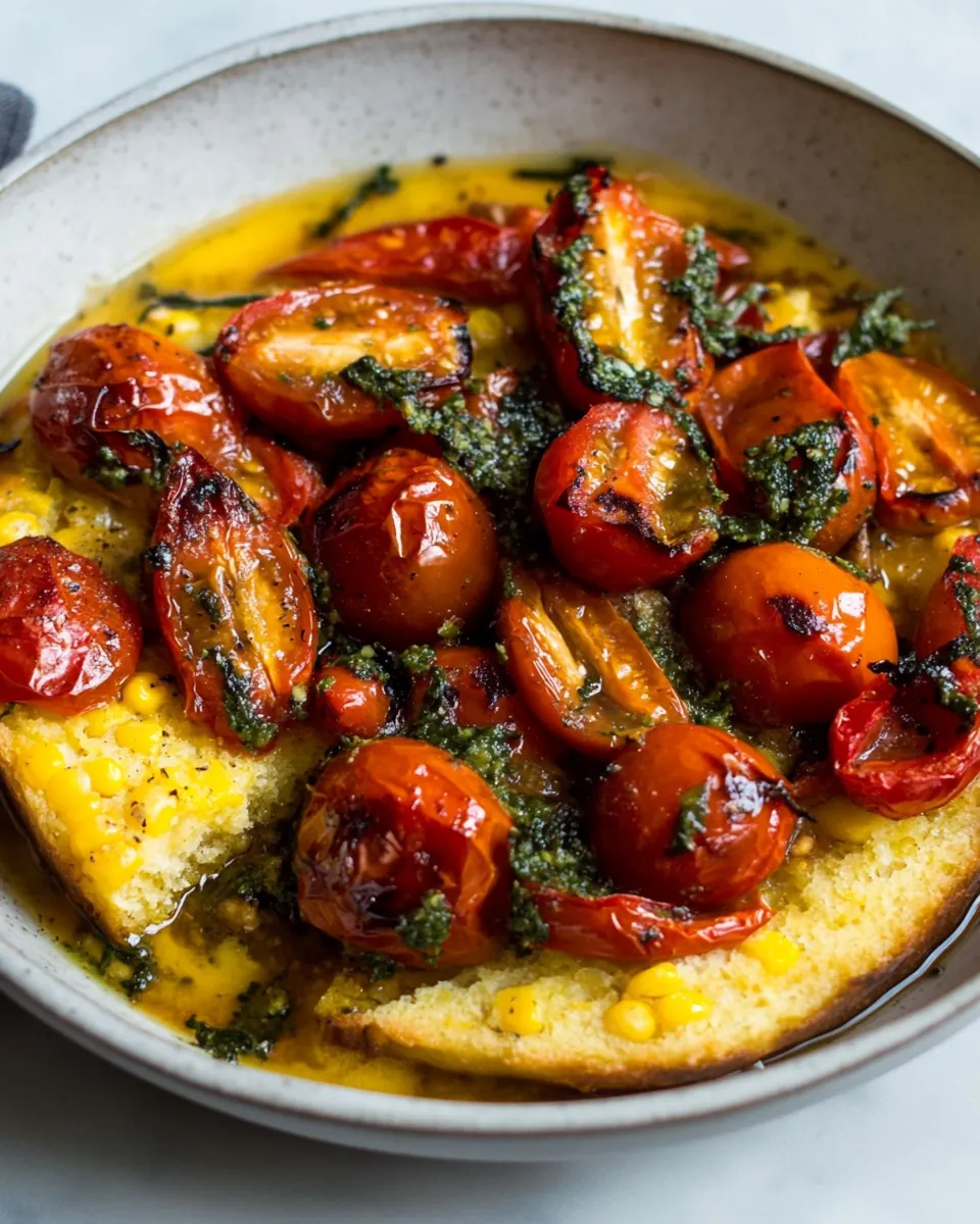 Zaatar Tomatoes with Sweet Corn Bread