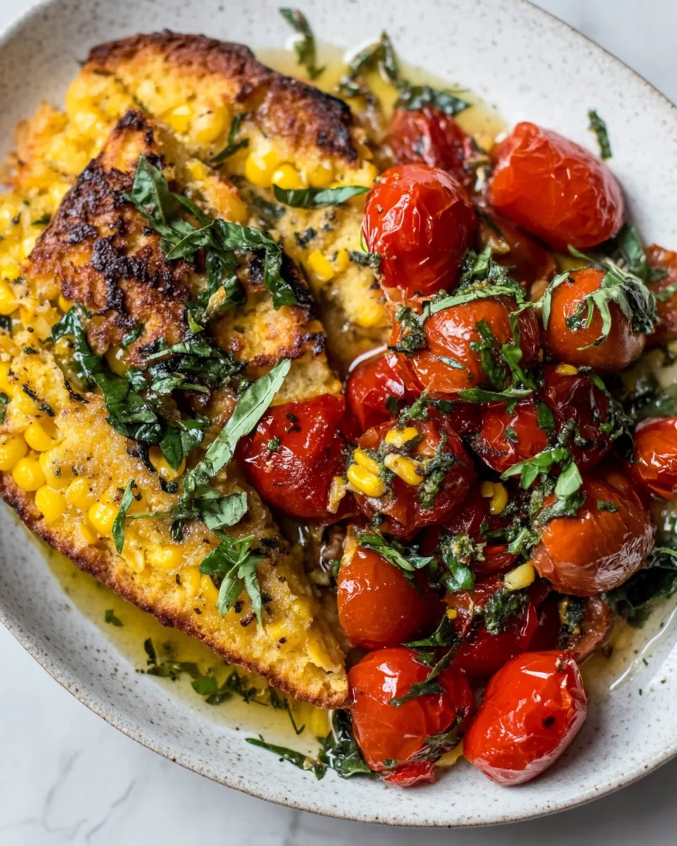 Zaatar Tomatoes with Sweet Corn Bread