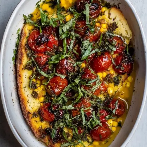 Zaatar Tomatoes with Sweet Corn Bread