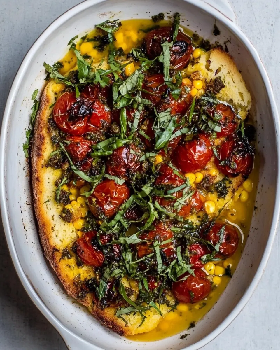 Zaatar Tomatoes with Sweet Corn Bread