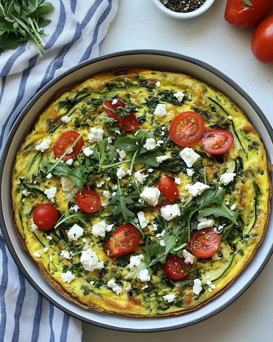 Zucchini Arugula and Feta Frittata