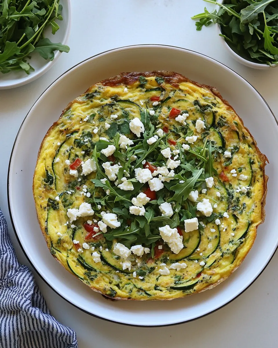 Zucchini Arugula and Feta Frittata