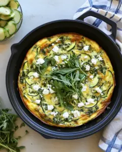 Zucchini Arugula and Feta Frittata