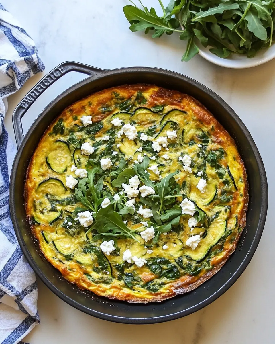 Zucchini Arugula and Feta Frittata