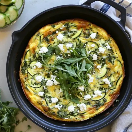 Zucchini Arugula and Feta Frittata
