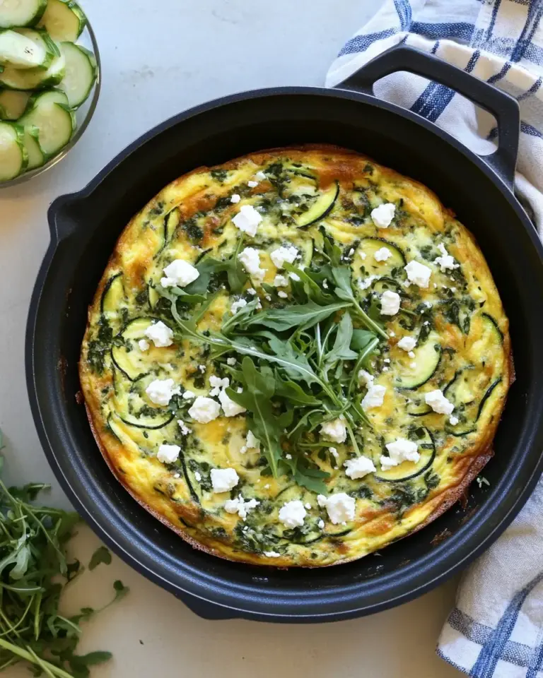 Zucchini Arugula and Feta Frittata