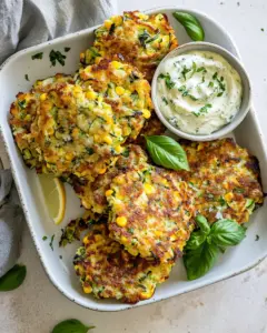 Zucchini Corn Fritters with Lemon Basil Aioli