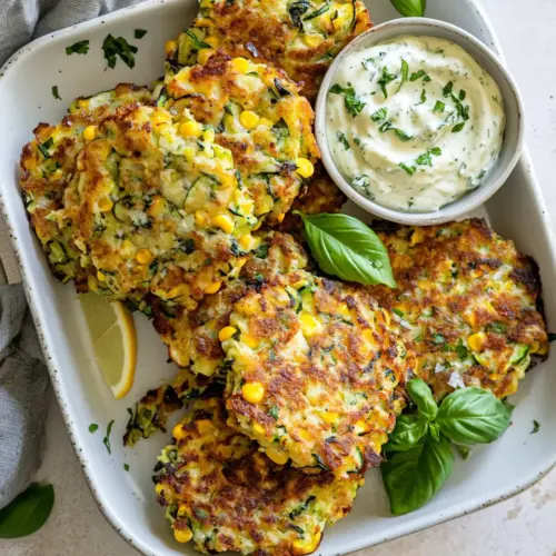Zucchini Corn Fritters with Lemon Basil Aioli