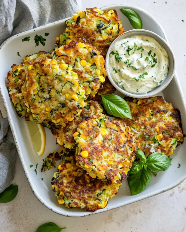 Zucchini Corn Fritters with Lemon Basil Aioli