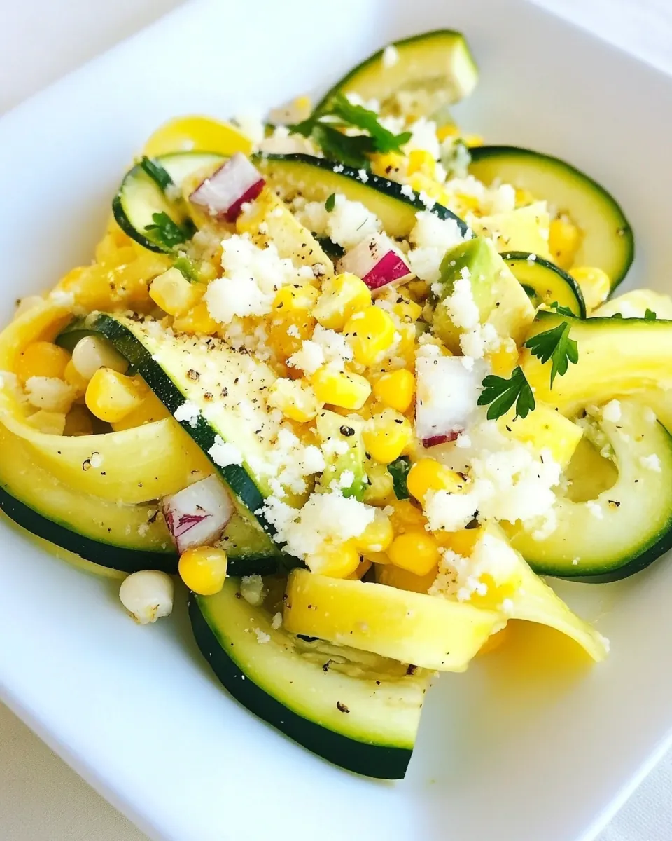 Zucchini Ribbon Salad with Sweet Corn Avocado