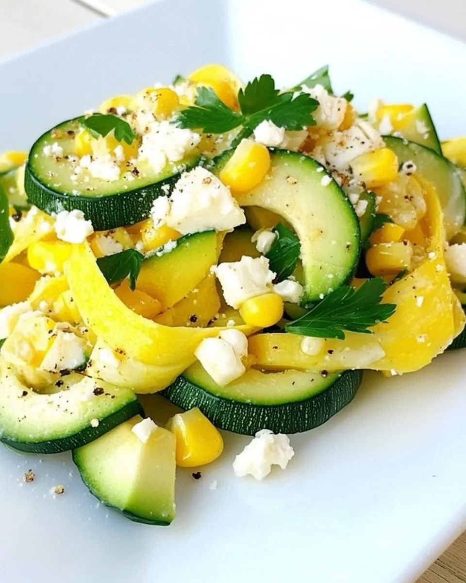 Zucchini Ribbon Salad with Sweet Corn Avocado