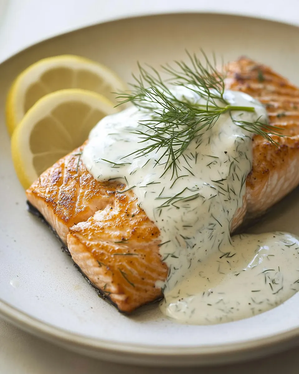 Pan Fried Salmon with a Lemony Dill Dressing