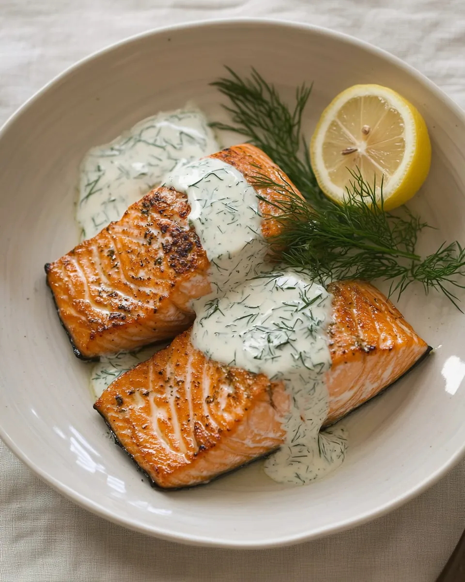 Pan Fried Salmon with a Lemony Dill Dressing