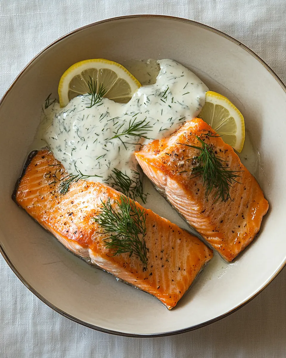 Pan Fried Salmon with a Lemony Dill Dressing